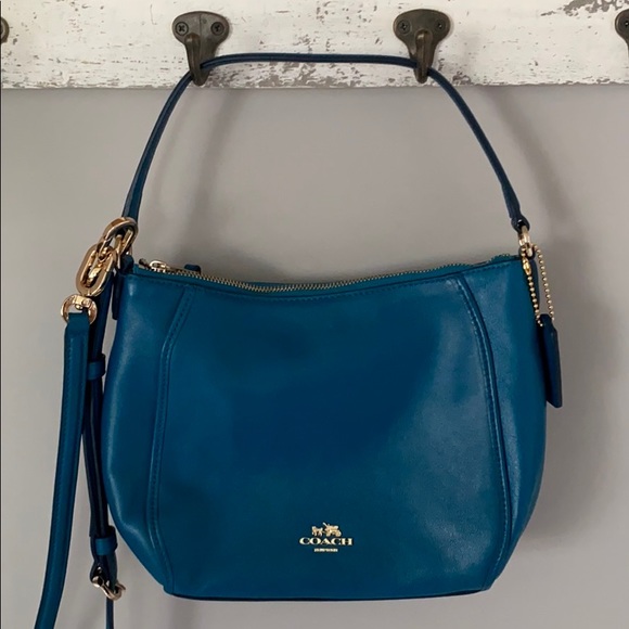 Coach Handbags - Coach Blue/Teal Leather Crossbody Purse